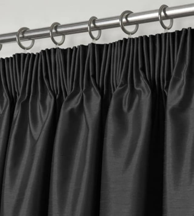 Intimates Modern Ring Top Curtains, Ready-Made High-Quality Faux Silk, Machine Washable, Energy-Saving Living Room Curtains - Black
