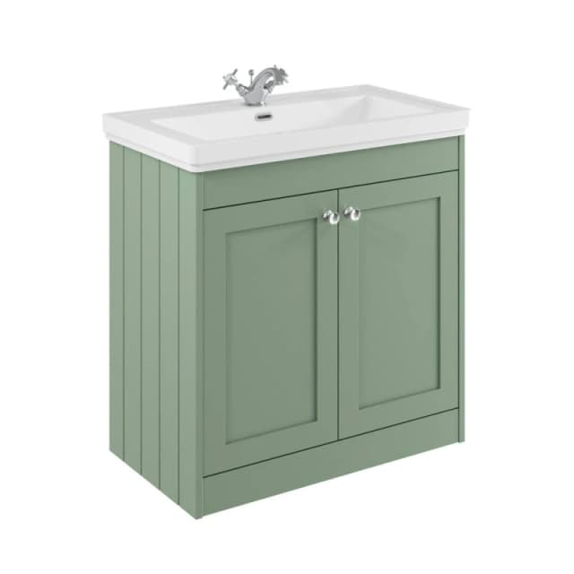 Balterley 800mm Floor Standing 2 Door Unit with Classic Basin 1 Tap Hole - Green Green Unisex