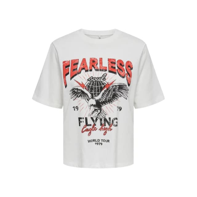 Only Womens T-Shirt Only Onllulu Life Boxy Wild Box Jrs Beige Female M