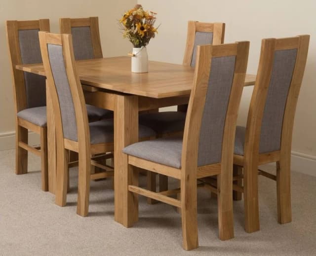 Thats Furniture Richmond 90-150cm Square Oak Extending Dining Table & 6 Stanford Chairs in Brown Brown Unisex