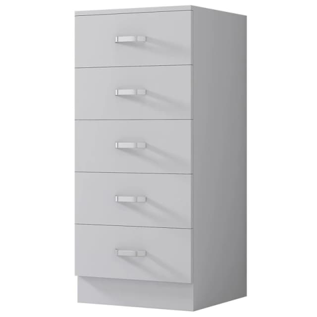 FWStyle FWStyle White 5 Drawer Chest Of Drawers Metal Handles Tall Slim White One Size Unisex 5056413127860