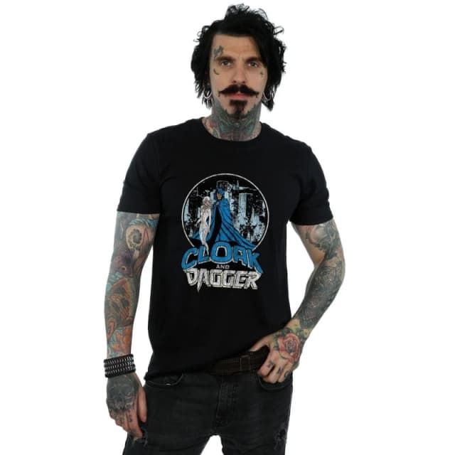 Marvel Marvel Men Cloak And Dagger Retro T-Shirt in Black Size: Small Black S Male 5057864486230