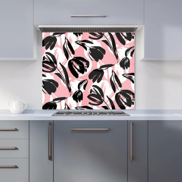 Warren Reed - Designer Nature Flat Spring Flower Motif Kitchen Splashback in Pink Size: 600mm x 750mm Pink Unisex 600mm x 750mm