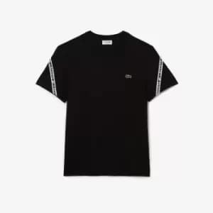 Mens Lacoste Regular Fit Printed Bands T-Shirt Size 4 - M Black