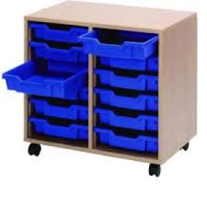 Jemini Mobile Storage Unit 12 Tray Beech Dimensions W710 x D495 x