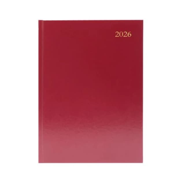 5 Star Desk Diary 2 Day Per Page A5 Burgundy 2026 KFA52BG26