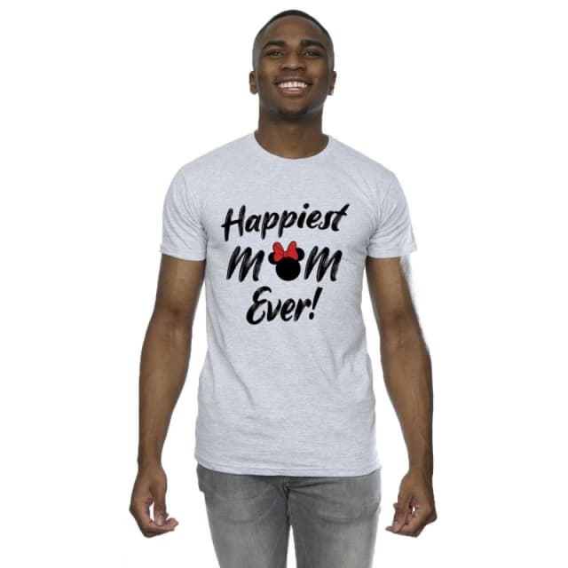Disney Men Minnie Mouse Happiest Mom Ever T-Shirt in Grey Size: Small Grey S Male 5063153559271