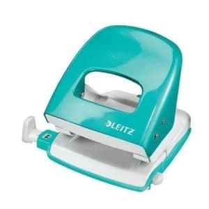 Leitz Durable Medium-Duty Metal Hole Punch Ice Blue 30 Sheets of 80gsm Paper