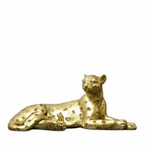 Laying Leopard Ornament Antique Gold 7cm