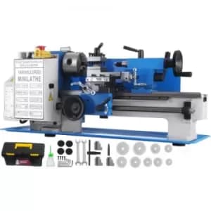 VEVOR Mini Metal Lathe Precision Variable Speed Scale Telescopic Sets Metal Wood Working Lathe Automatic with 3-jaw Self-Centering Chuck 0-300RPM (7x1