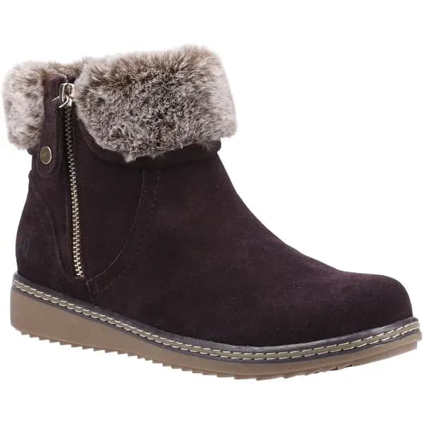 Hush Puppies Womens Penny Water Resistant Zip Up Ankle Boots - UK 4 Brown female GDE2646BRO4