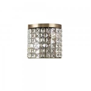 Wall Lamp 2 Light Antique Brass, Crystal