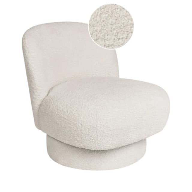 Beliani Swivel Boucle Armchair White Aylo