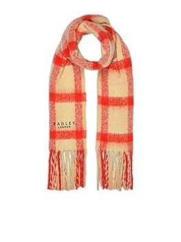 Radley Fluffy Check Scarf - Camel