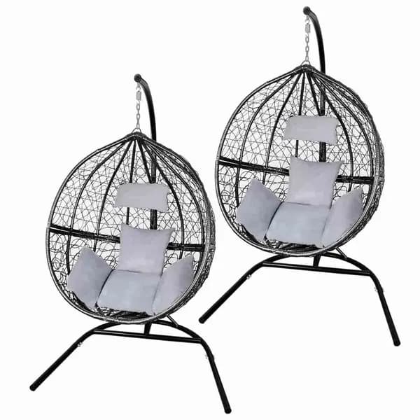 Jardi 2 Black Egg Chairs 28558