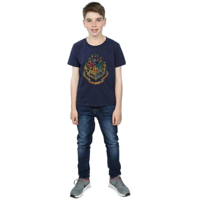 Harry Potter Hogwarts Crest Cotton T-Shirt Navy male