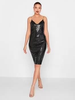 Long Tall Sally Chain Strap Sequin Mini Dress - Black, Size 12, Women