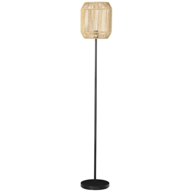 HOMCOM HOMCOM Farmhouse Floor Lamp for Living Room Bedroom with Rattan Wicker, Natural 5056725382445