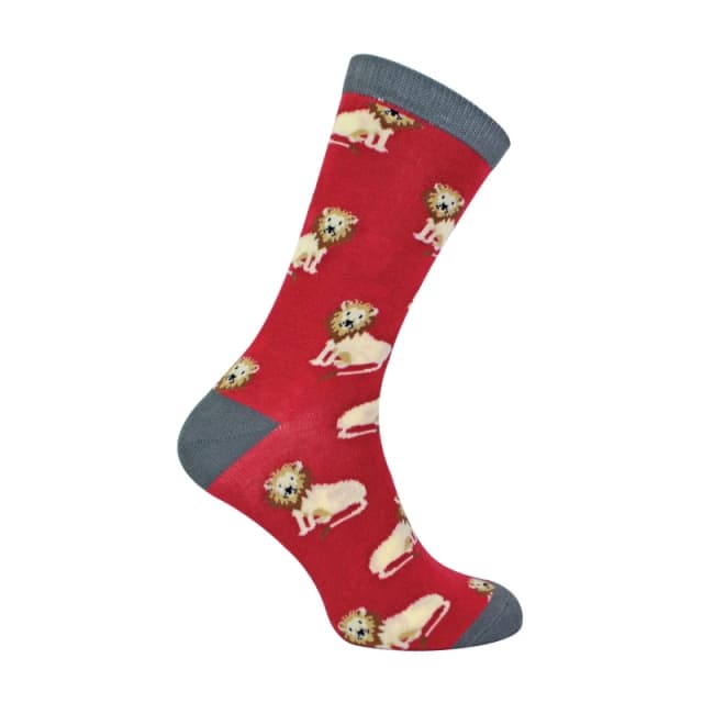 Mr Heron Mr Heron Men Animal Patterned Soft Breathable Bamboo Novelty Socks in Dark Red Size: 6-11 Dark Red 6-11 Male 5019041700843
