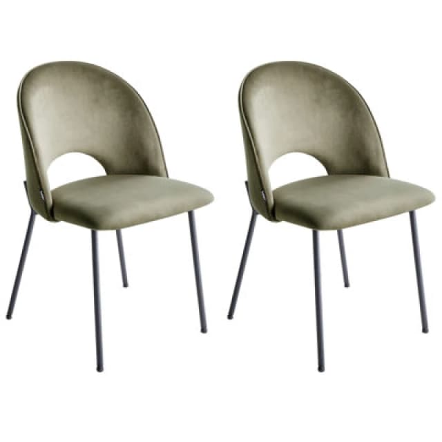 Beliani Set Of 2 Dining Chairs Covelo Velvet Dark Green