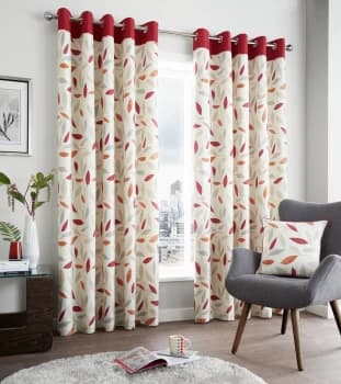 Fusion Beechwood Lined Curtains - 168x183cm - Red.