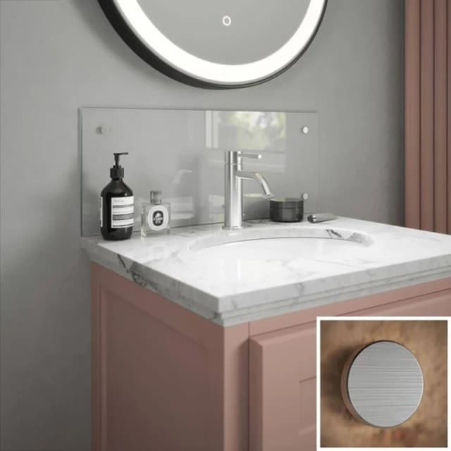 Clear Glass Bathroom Splashback With Brushed Caps 250 X 500 X 4Mm, Clear SB54731