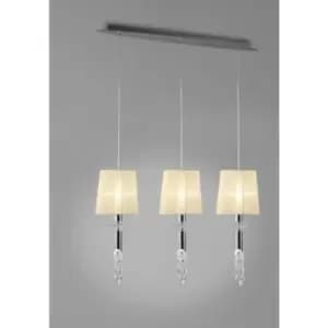 Tiffany pendant lamp 3+3 E27+G9 Line bulbs, polished chrome with cream shades & transparent crystal