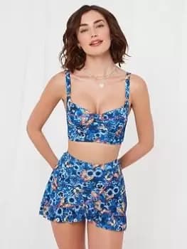 Joe Browns Twilight Garden Swim Skirt / Brief -blue Multi, Blue, Size 10, Women