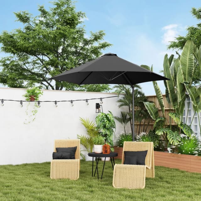 Outsunny 2.5M Offset Roma Patio Umbrella W/ 360° Rotation - Black TJ Hughes 5063603007437