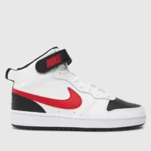 Nike White & Red Court Borough Mid 2 Youth Trainers