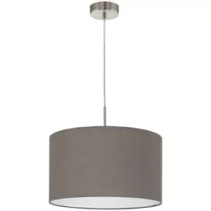 Netlighting Pasteri 1 Light Ceiling Pendant Satin Nickel with Anthracite Brown F