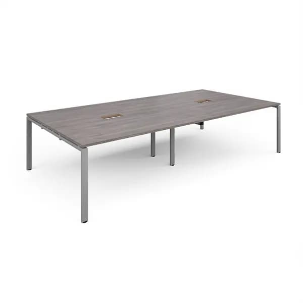 Adapt Rectangular Office Boardroom Table with Power Module Cut Out - Grey Oak - Silver Frame - W3200mm