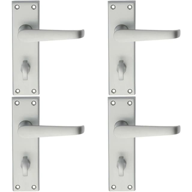 Loops 4x PAIR Straight Victorian Handle on Bathroom Backplate 150 x 43mm Satin Chrome Multi