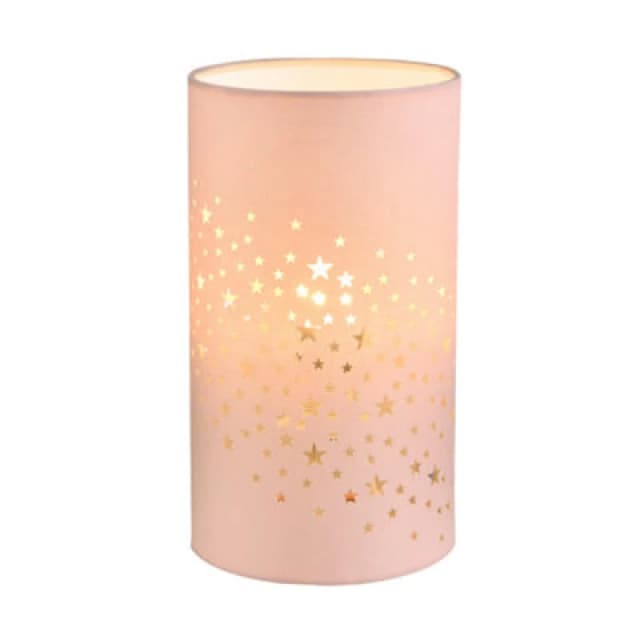 Happy Homewares Contemporary Stars Decorated Children/kids Blush Pink Cotton Bedside Table Light