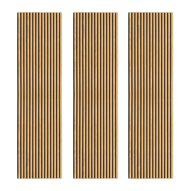 Monstershop Acoustic Slat Wall Panels x 3 - Oak in Beige Beige Unisex