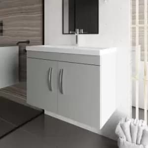 Nuie - Athena Wall Hung 2-Door Vanity Unit with Basin-1 800mm Wide - Gloss Grey Mist