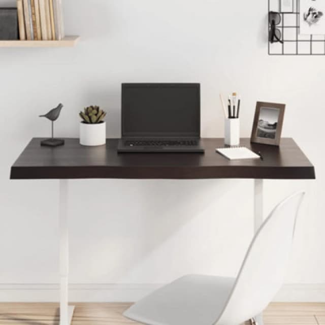 Vidaxl Table Top Dark Grey 100X60X4cm Treated Solid Wood Oak Live Edge, Brown 364020