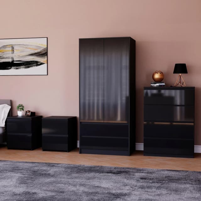 Lassic Vida Designs Glinton Gloss 4 Piece Bedroom Set 2 Black unisex 4 Piece