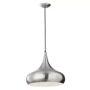 1 Bulb Ceiling Pendant Light Fitting Brushed Steel LED E27 100W Bulb