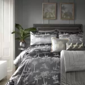 Laurence Llewelyn Bowen Oasis Foil Print Velvet Duvet Cover Set, Slate, Super King
