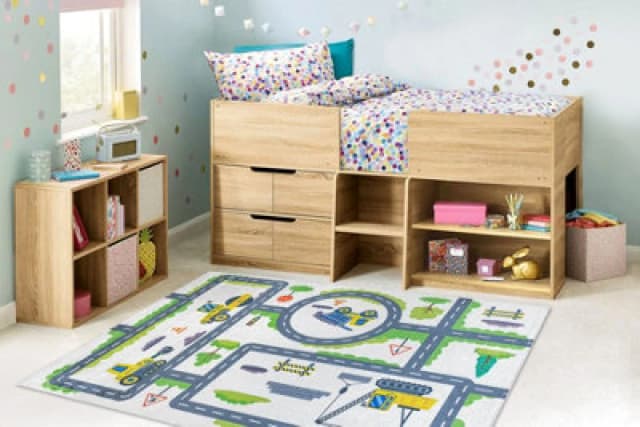 RugsX Bambino 2338 Washing Carpet Excavator, Streets For Children Anti Slip - White / Gr 80X150 Cm