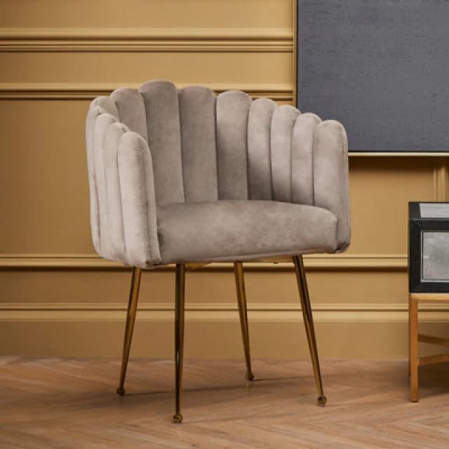 Premier Housewares Mink Velvet Dining Chair, Modern Chair with Golden Legs, Lasting Accent Chair for Home, Office Brown