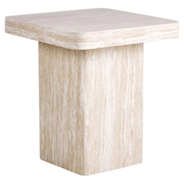 Beliani Side Table Duson Travertine Effect
