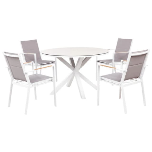 Beliani Garden Dining Set 4 Seater Maletto/busseto Metal Grey