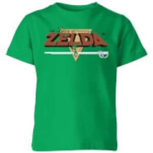 Nintendo The Legend Of Zelda Retro Logo Kid's T-Shirt - Kelly Green - 9-10 Years