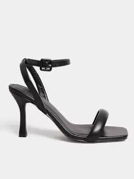 Yours Yours Extra Wide Fit Padded Vamp Strap High Heel Sandal Black, Size 10, Women