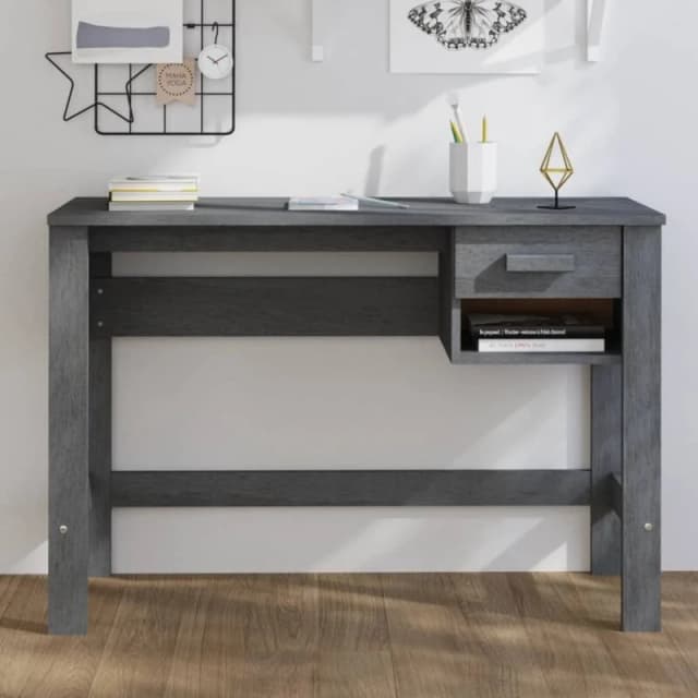 VIDAXL Desk HAMAR Dark Grey 110x40x75cm Solid Wood Pine vidaXL 8720286818046