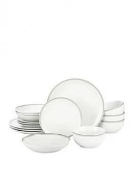 Waterside 16 Piece St Ives Stripe Dinner Set - Grey