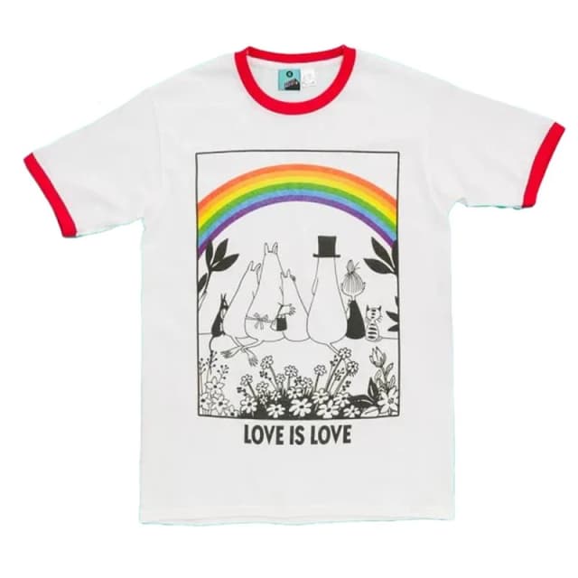 Moomin Mens Love Is Love T-Shirt in White Size: Medium White Male M