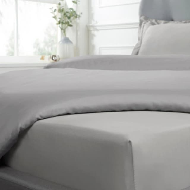 Smart Living Smart Living Luxurious 300 Thread Count 100% Cotton Sateen Anti-Allergy Fitted Sheet in Silver Size: Single Fitted Silver Single Fitted